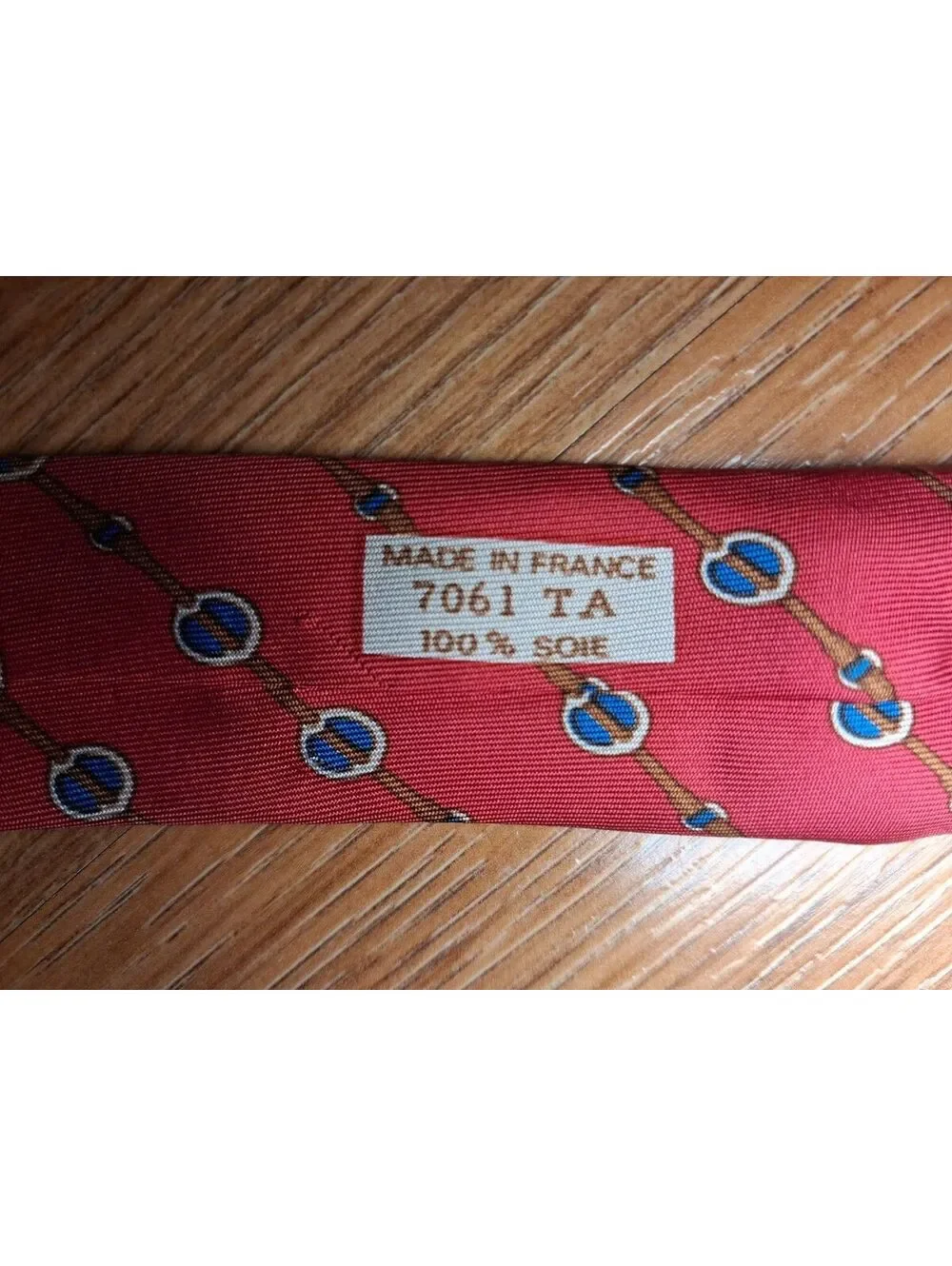VINTAGE Hermes 100% Silk Tie Red Horse Bridle Equestrian